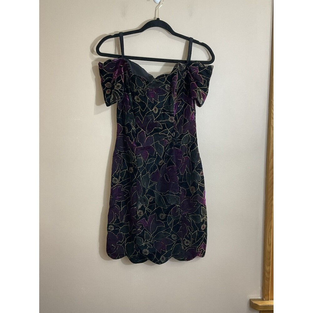VTG Rampage Womens Velvet Mini Dress Size 7 Black 90s Grunge Witch Goth Fairy